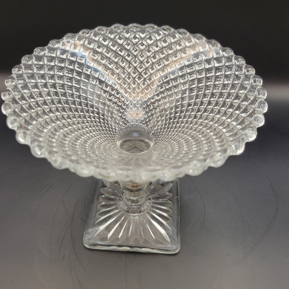 Vintage Miss America Clear Glass 4 3/4in Tall Pedestal Candy Dish Compote - Picture 6 of 9